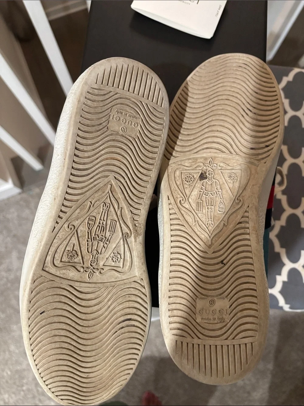 Gucci Metallic Teal Rainbow Embroidered Ace Sneakers